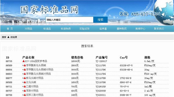 毒麻類標(biāo)準(zhǔn)品